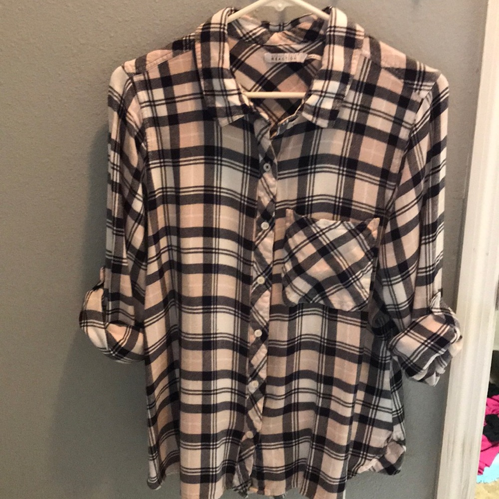 Light Pink and blue plaid shirt